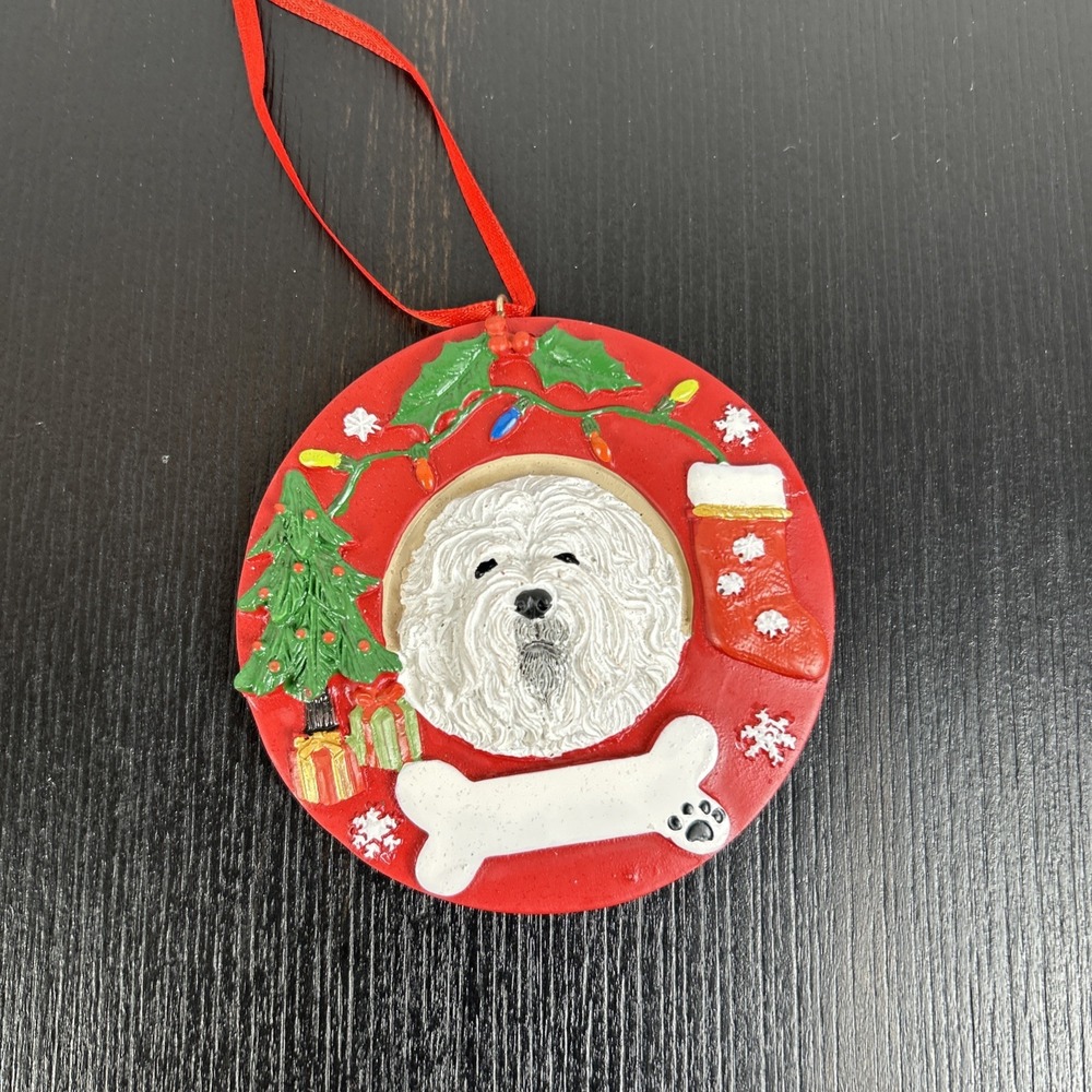E & S Pets Christmas Ornament‎ Lhasa Apso White Dog Can Be Personalized New